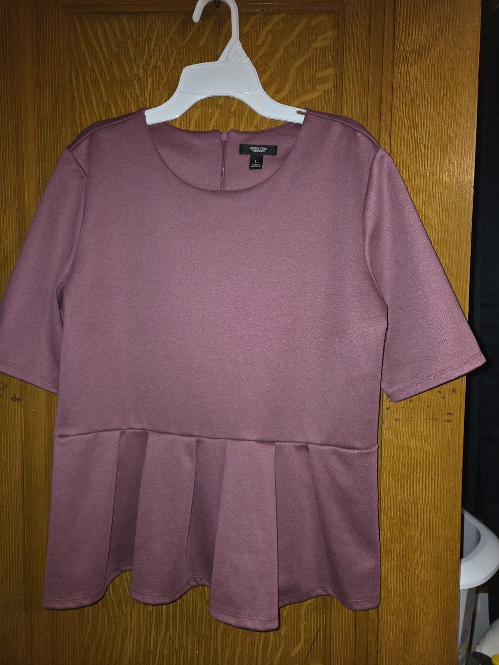 Simply Vera Vera Wang People Peplum Short Sleeve Top- Size L